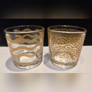 Tolon-Tolon Cream Liquors Set of 2 Gold Trim Shot Glasses